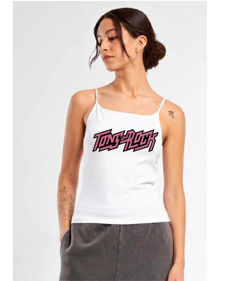 Hvit Singlet Top - Rosa Logo