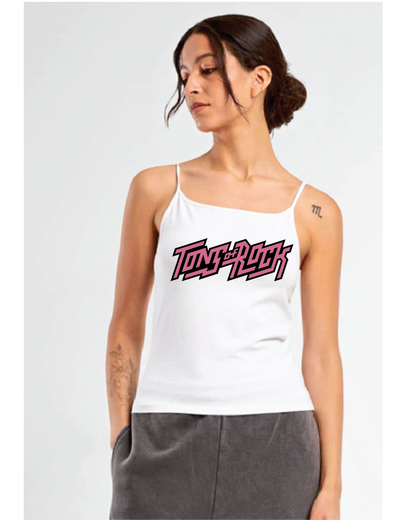 Hvit Singlet Top - Rosa Logo